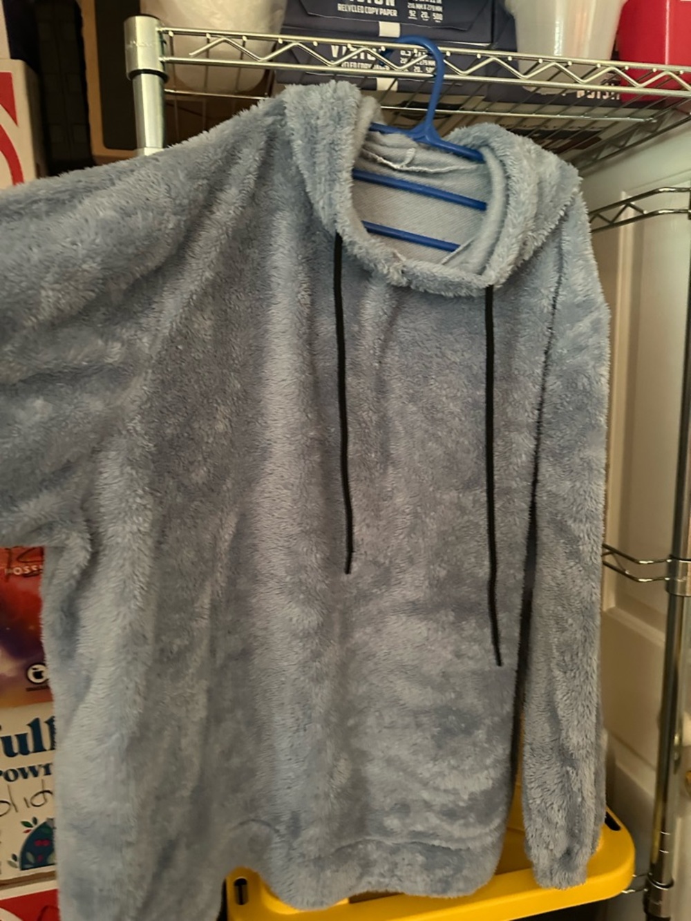 Cozy Plush Hooded Pullover - Light Gray